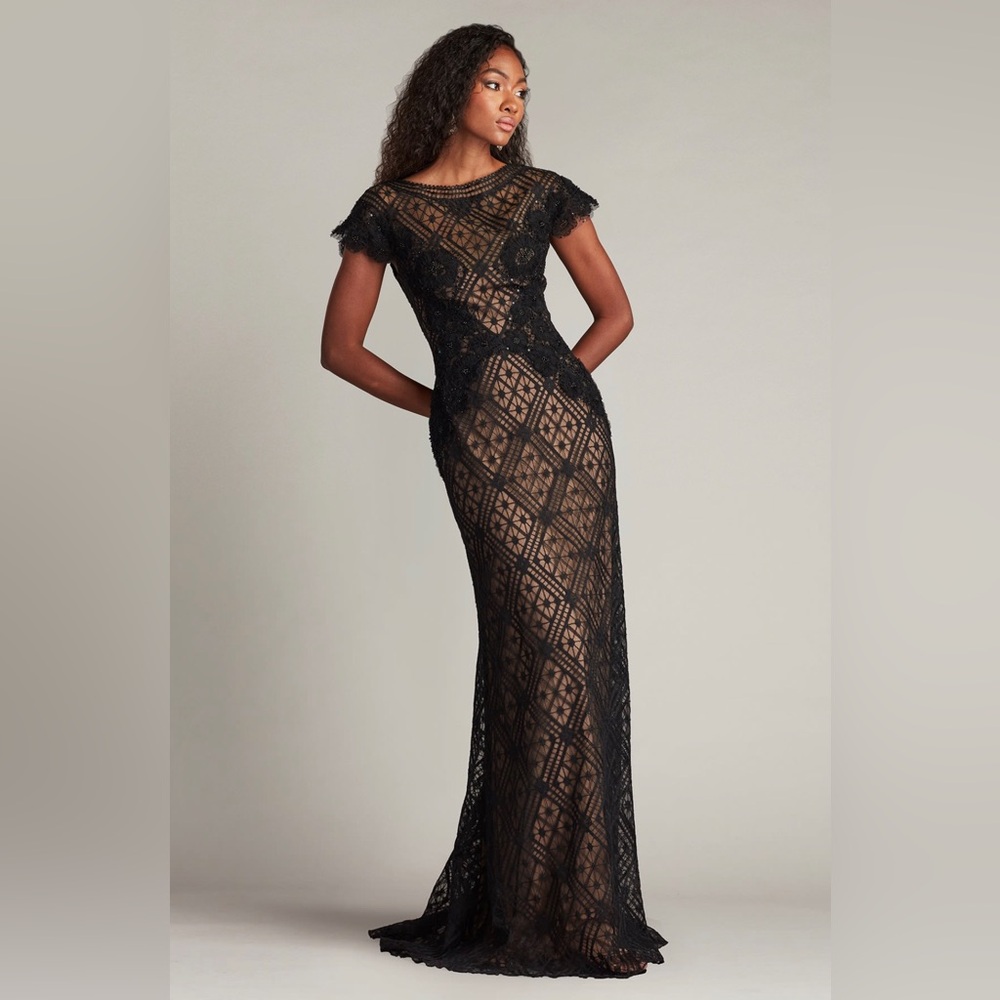 TADASHI SHOJI - JASI EMBROIDERED ILLUSION GOWN